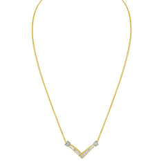 14K Yellow and White Gold 1/4 Cttw Princess Cut Diamond Channel-Set “V†Shape 18" Pendant Necklace (H-I Color, SI2-I1 Clarity)