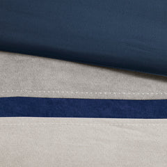 7 Piece Faux Suede Comforter Set Blue Queen