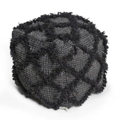 Jumanji Handcrafted Wool and Cotton Pouf - Brown