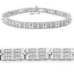 1.16 Carat Genuine White Diamond 14K White Gold Plated .925 Sterling Silver Bracelet