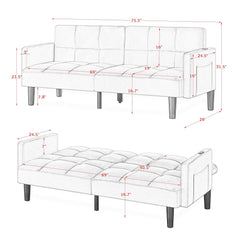 Velvet Futon Couch Convertible Folding Sofa Bed