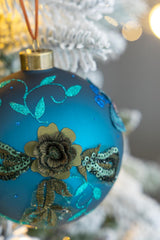 Christmas Ball Ornaments Glass Decorative Hanging Balls Light Blue