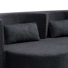 Folding Sofa Bed in Black Teddy Bear Fabric