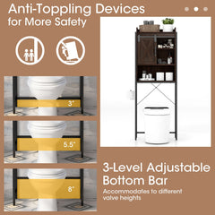 4-Tier Multifunctional Toilet Sorage Cabinet with Adjustable Shelf and Sliding Barn Door