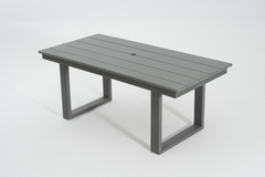 7-Piece HDPE Outdoor Dining Set for 6 – Weather-Resistant Patio Table with Umbrella Hole (Grey)