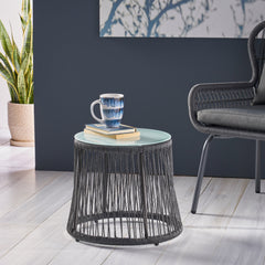 Boho Southport Side Table with Glass Top