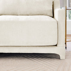 Elegant Four-Seater Sofa with Movable Ottoman and Lumbar Pillow