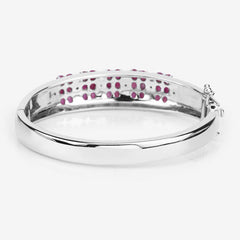 6.65 Carat Genuine Ruby and White Topaz .925 Sterling Silver Bracelet