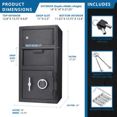 Barska 0.78 CF Heavy-Duty Large Steel Depository Safe With Digital Keypad (SAK75106)