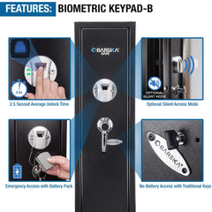 Barska 5.51 CF Tall Biometric Rifle Safe With Biometric Keypad (SAK90412)