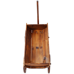 Wood Wagon Flower Planter Pot Stand With Wheels