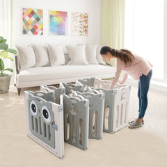 16-Panel Baby Activity Center Play Yard with Lock Door -Beige