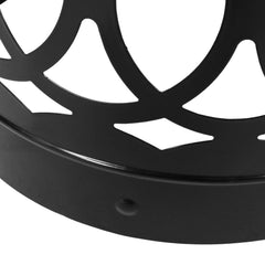 Modern Outdoor Metal End Table with Iron Cut Design in Black