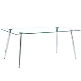 Modern Rectangular Glass Dining Table For 4 - 6 People With Tempered Glass Countertop