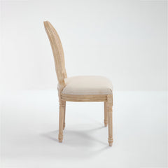 French Country Dining Chairs Set of 2 Upholstered with Rattan Back