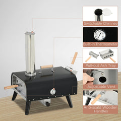 Outsunny Outdoor Pizza Oven with 12" Rotating Stone and Foldable Legs