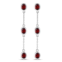 2.70 Carat Genuine Garnet .925 Sterling Silver Earrings