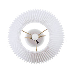 Textured Ceramic Table Lamp with Fluted Fabric Shade - White
