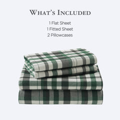 4 Pieces Queen 100% Cotton Flannel Printed Sheet Set Finton