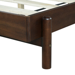 Premium Rubber Wood Platform Bed Frame King Size with Light Grey Headboard