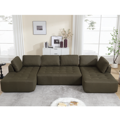 138.5" Modular Combination U-Shaped Sofa in Green