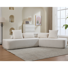 128" Minimalist Cloud Sectional Couch in Beige