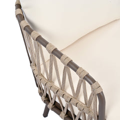 4-Piece Outdoor Patio Furniture Set with Metal Frame and Woven Rope