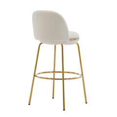 Rio Claro Indoor Metal Upholstered Barstool with Gold Finished Frame and Beige Upholstery Set of 2