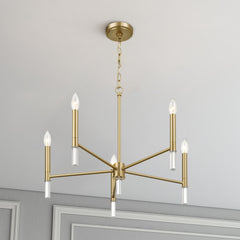 Courtyard Five Light Golden Brass Candle Light Chandelier