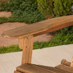 Outdoor Adirondack Rocking Loveseat with Hand Crafted Details Natural