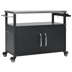 K&K 54.5' Outdoor Kitchen Island with Stainless Steel Tabletop and Storage