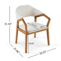 Indoor Upholstered Dining Armchair (Set of 2) - Beige / Teak