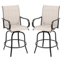 2 Pieces 360 Rotating Bar Stool Set with Armrests for Patio