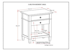 Carlton Bedside Table - Distressed Grey