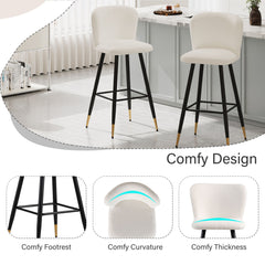 Modern Style Barstool with Tipped Ends - White