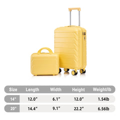14'/20' 2-Piece ABS Spinner Wheel Luggage Set with Combination Lock