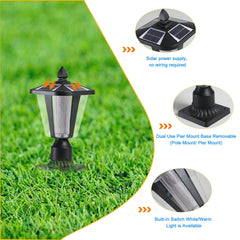 15' Solar Powered Outdoor Lantern, Modern Garden Light with LED (2-Pack)