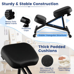 Adjustable Ergonomic Kneeling Chair with Upgraded Gas Spring Rod and Thick Foam Cushions