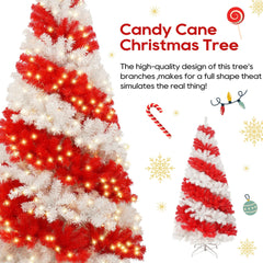 6-Foot Candy Cane Christmas Tree with 300 LED Lights