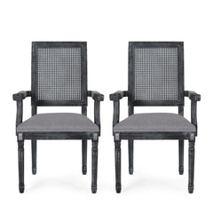 Elegant French Country Style Dining Chair With Cane Backrest