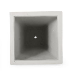 13" Outdoor Modern MGO Small Cast Stone Planter Matte White