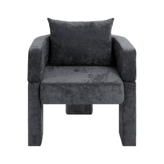 Modern 3-Leg Chenille Accent Chair with Ergonomic Arms & Removable Pillow