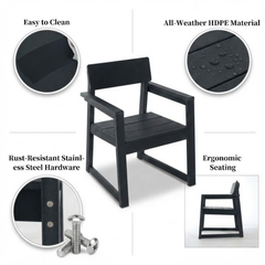 Black HDPE Outdoor & Garden Armchairs with Modernist Design