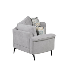 111" Upholstered 3-Seater Sofa with Curved Design and Two Printed Pillows