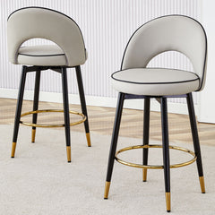 Modern Upholstered 360° Rotatable Bar Chair With Metal Legs For Dining Room (Set of 2)