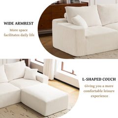 110" L-Shaped Sectional Sofa Full-Compression 3-Seater Cloud Couch with Chaise