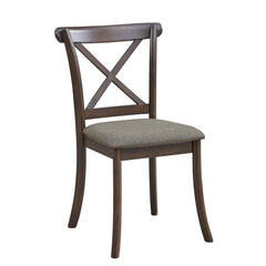 Wooden X Back Dining Chairs Set of 2 Modern Fabric Upholstered