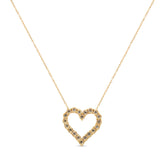 10K Yellow Gold Flashed .925 Sterling Silver 1/2 Cttw Champagne Diamond Miracle Plate Heart Pendant Necklace (K-L Color, I1-I2 Clarity) - 18"