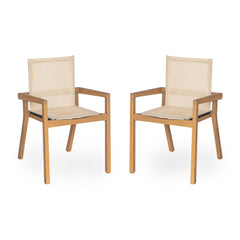 Belfast Dining Chair With Acacia Wood Frame And Mesh Seating (Set of 2)