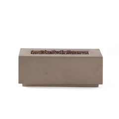 Modern 40' Outdoor 40,000 BTU Rectangular MgO Concrete Propane Fire Pit, Dark Grey